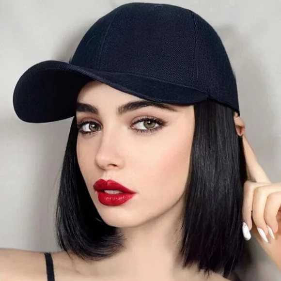 8 inch Short Straight Synthetic Bob with Cap - Picture 2 of 5